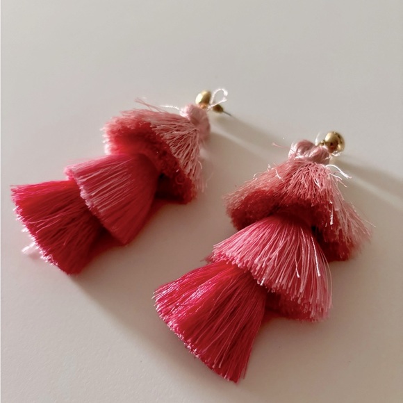 H&M Pink Tassel Drop Earrings - Picture 3 of 4